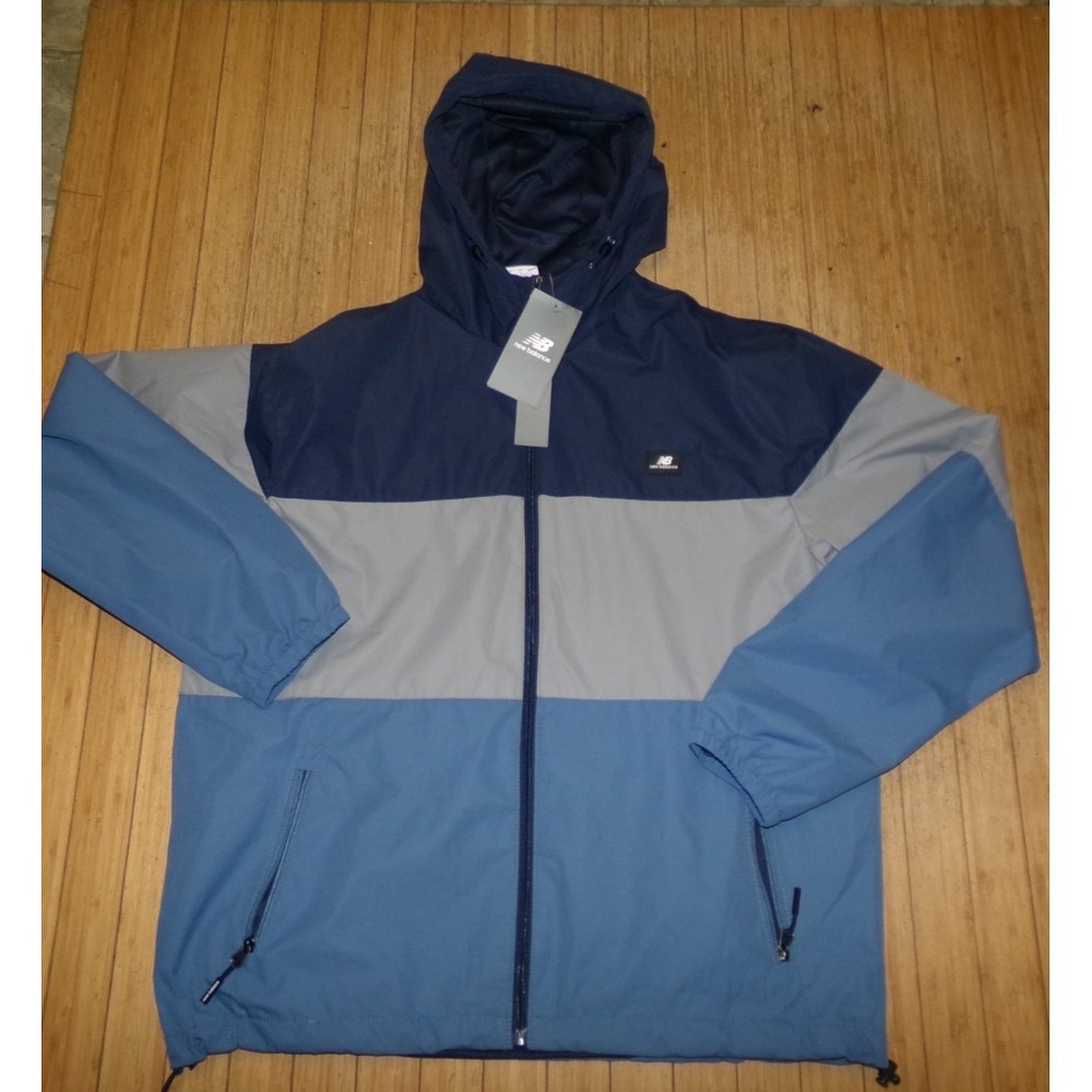 NEW BALANCE MENS L/S‎ ZIP WINDBREAKER JACKET~STRIPES~LRG~NWT